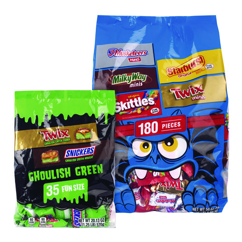 Mixed Chocolate and Sugar Variety, Halloween Bundle, 2 Bags, 215 Pieces