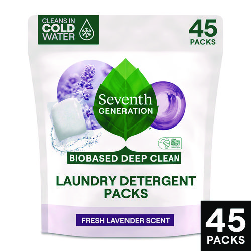 Natural Laundry Detergent Packs, Powder, Lavender Scent, 45 Packets/Pack, 8/Carton