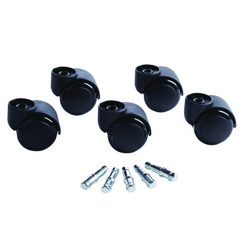 Deluxe Futura Flush-Mount Soft-Wheel Casters, 0.44" x 0.88" Type B Stems, 2.19" Polyurethane Wheels, Matte Black, 5/Set