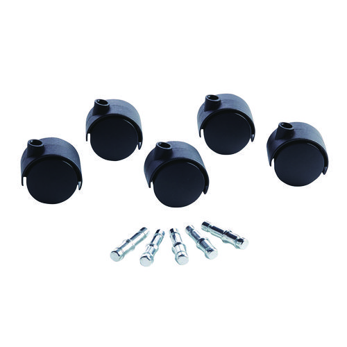 Deluxe Duet Hard-Wheel Casters, 0.44" x 0.88" Grip Ring Type B Stems, 2" Nylon Wheels, Matte Black, 5/Set