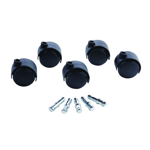 Deluxe Duet Soft-Wheel Casters, 0.44" x 0.88" Grip Ring Type B Stems, 2" Polyurethane Wheels, Matte Black, 5/Set