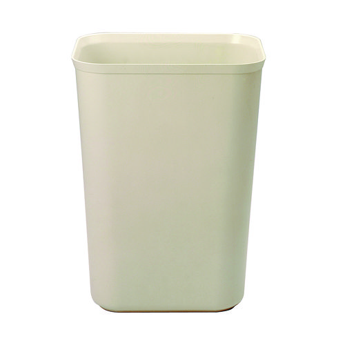 Fiberglass Wastebasket, 10 gal, Fiberglass, Beige