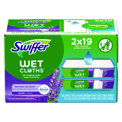 Sweeper TRAP + LOCK Wet Mop Cloth, 8 x 10, White, Lavender Scent, 38/Pack