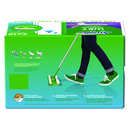 Sweeper TRAP + LOCK Wet Mop Cloth, 8 x 10, White, Lavender Scent, 38/Pack