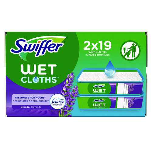 Sweeper TRAP + LOCK Wet Mop Cloth, 8 x 10, White, Lavender Scent, 38/Pack