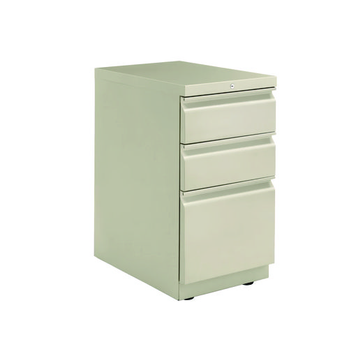 Flagship Freestanding Support Pedestal, Left or Right, 3-Drawers: Box/Box/File, Legal/Letter, Light Gray, 15" x 22.88" x 28"