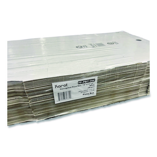 Corrugated Paper Boxes, 12 x 12 x 1.97, White/Brown, 50/Carton