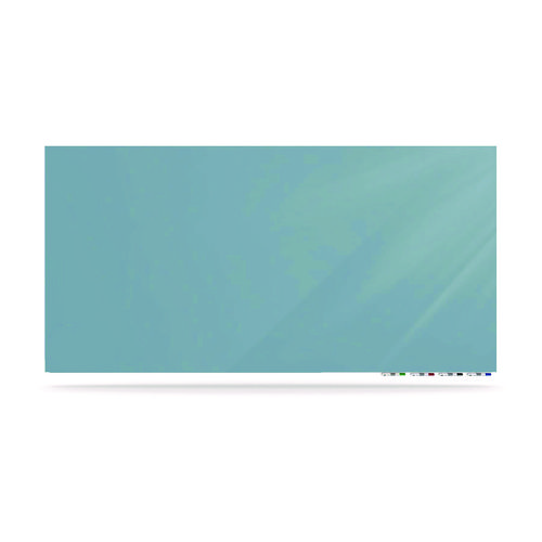 Aria Low-Profile Frameless Magnetic Glassboard, 60" x 36", Denim Blue Surface