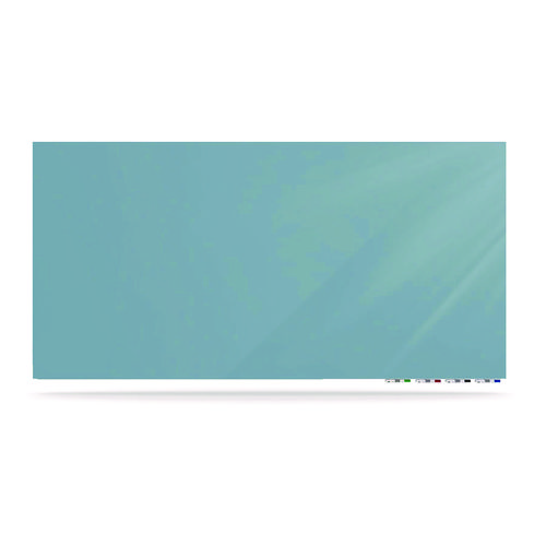 Aria Low-Profile Frameless Magnetic Glassboard, 120" x 48", Denim Blue Surface