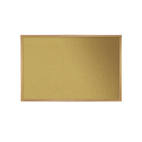 Natural Cork Bulletin Board with Wood Frame, 87.94" x 48.5", Tan Surface, Natural Oak Frame