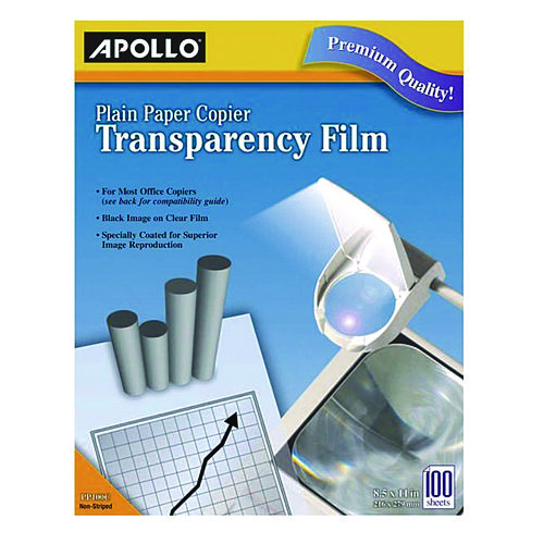 Plain Paper Transparency Film, 8.5 x 11, Black on Clear, 100/Box