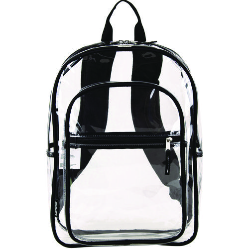 Clear with Color Trim Backpack, 11.5" x 5" x 16.5", Clear/Black