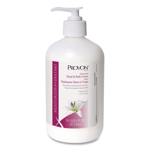 Moisturizing Hand and Body Lotion, 16 oz Pump Bottle, Fragrance-Free, 12/Carton