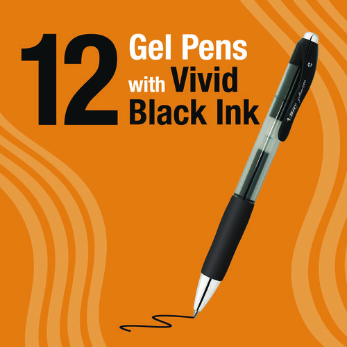 Gel-ocity Pro Quick Dry Gel Pen, Retractable, Medium 0.7 mm, Black Ink, Black/Clear Barrel, 12/Pack