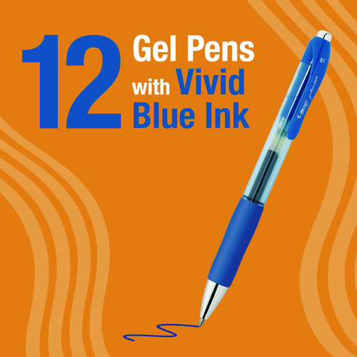 Gel-ocity Pro Quick Dry Gel Pen, Retractable, Medium 0.7 mm, Blue Ink, Blue/Clear Barrel, 12/Pack