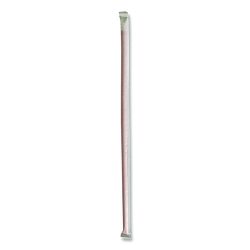 Wrapped Giant Straws, 10.25", Polypropylene, Red, 1,200/Carton