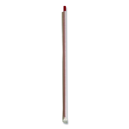 Wrapped Giant Straws, 10.25", Polypropylene, Red, 1,200/Carton