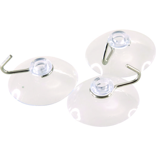 Suction Cup with Hook, Metal Silver Hook, 50/Box