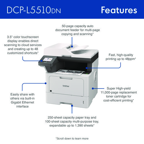 DCP-L5510DN Business Laser AIO Printer, Copy, Print, Scan