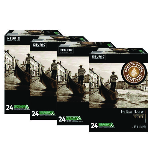 Barista Prima Coffeehouse Italian Roast K Cups Coffee Pack 24 Box 4 Box Carton Able Paper Janitorial Supplies Inc