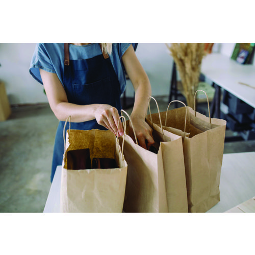 Kraft Paper Bags, Natural Twisted-Paper Handles, 18" x 7" x 18.5", Brown Kraft, 200/Bundle