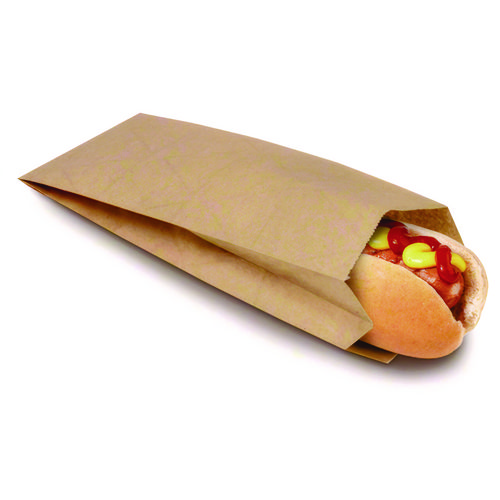 EcoCraft Grease-Resistant Hot Dog Bags, 1.5" x 3.5" x 8.5", Natural, 1,000/Carton