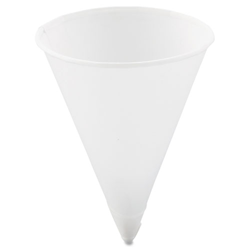 Solo® Cone Water Cups, Cold, Paper, 4 Oz, Rolled Rim, White, 200/Bag, 25 Bags/Carton