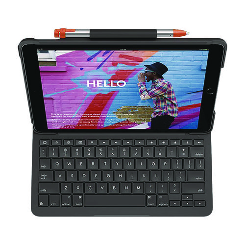 Slim Folio Plastic Keyboard Case for iPad 7th, 8th Generation, Graphite