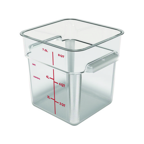 Squares Polycarbonate Food Storage Container, 8 qt, 8.75 x 8.75 x 9, Clear, Plastic