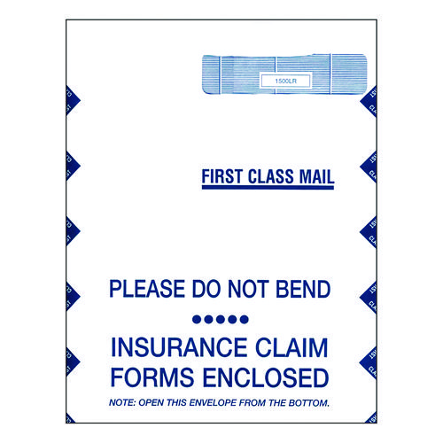 Jumbo CMS-1500 Health Insurance Form Envelopes for 50 Forms, Square Flap, Self-Adhesive Closure, 9 x 12.5, White, 100/Pack