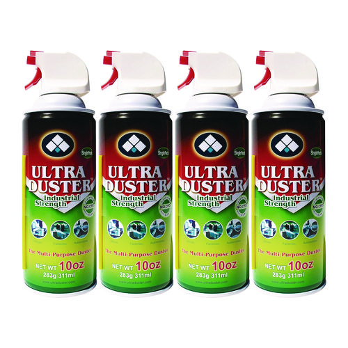 Ultra Duster Industrial Strength Air Duster, 10 oz Can, 4/Pack