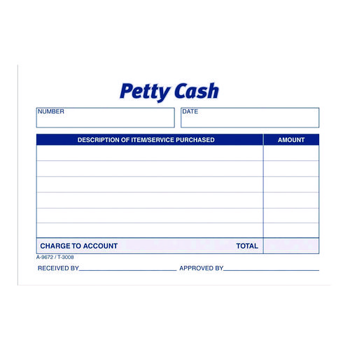 Petty Cash Receipts, One-Part (No Copies), 5 x 3.5, 50 Receipts/Pad, 12 Pads/Pack