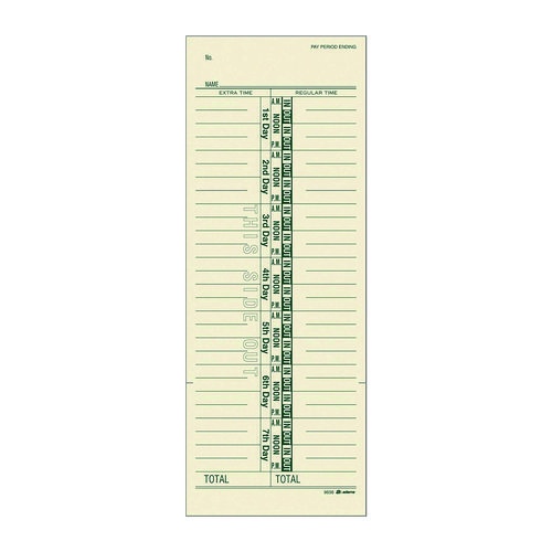 Time Cards for Acroprint, Amano and Lathem Time Clocks, One-Sided, 3.38" x 9", 200/Pack