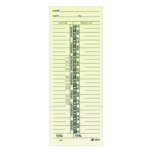 Time Cards for Acroprint, Amano and Lathem Time Clocks, One Side, 3.38" x 9", 200/Pack