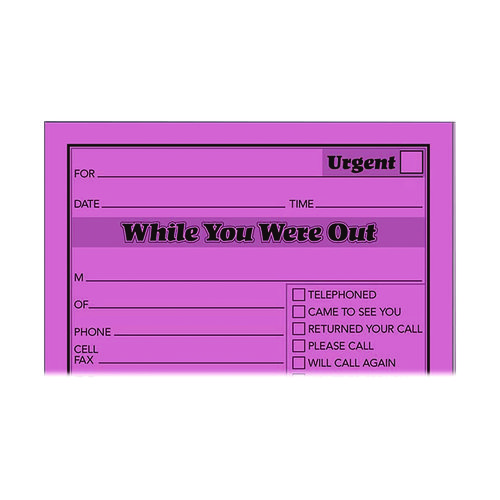 While You Were Out Memo Pad, One-Part (No Copies), 4.25 x 5.5, 50 Forms/Pad, 6 Pads/Pack