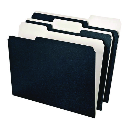 Earthwise Pendaflex File Folders, 1/3-Cut Tabs: Assorted, Letter Size, Black/White, 50/Box