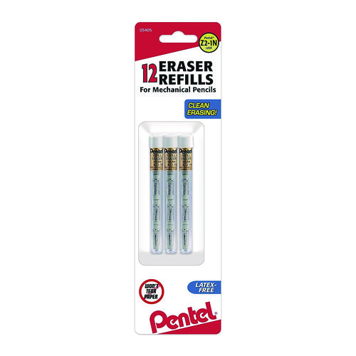 Eraser Refills for Sharp Kerry/EnerGize-X/Wow Pencil/Gizmo/Cushi/Hot Shots/Technica-X, White, 4/Tube, 3 Tubes/Pack