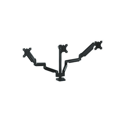 Platinum Series Triple Monitor Arm for 27" Monitors, 360 deg Rotation, +85/-20 deg Tilt, 360 deg Pan, Black, Supports 20 lb