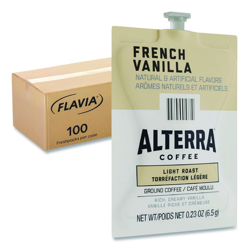 Alterra French Vanilla Coffee Freshpack, French Vanilla, 0.23 oz Pouch, 100/Carton