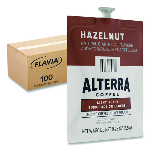 Alterra Hazelnut Coffee Freshpack, Hazelnut, 0.23 oz Pouch, 100/Carton