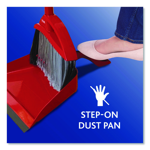 PowerCorner Pet Pro Broom and Step-On Dust Pan, 48" Handle, Red/Black/Gray