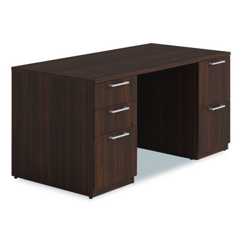 Alera Seville Series Double Pedestal Desk, 60" x 30" x 29", Mahogany