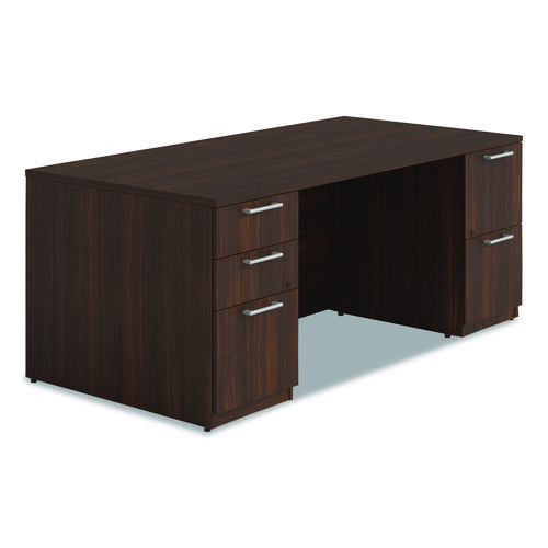 Alera Seville Series Double Pedestal Desk, 72" x 36" x 29", Mahogany