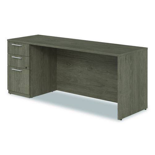Alera Seville Series Credenza with Pedestal, Left Pedestal, 72w x 24d x 29h, Walnut