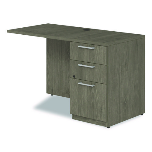Alera Seville Series Desk Return with Pedestal, Right, 48" x 24" x 29", Walnut