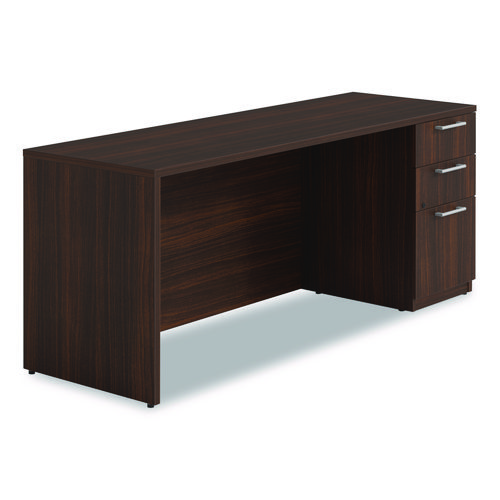 Alera Seville Series Credenza with Pedestal, Right Pedestal, 72w x 24d x 29h, Mahogany