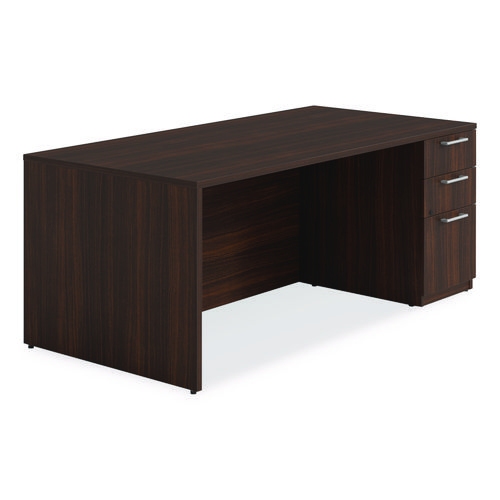 Alera Seville Series Single Pedestal Desk, Right Pedestal, 72" x 36" x 29", Mahogany