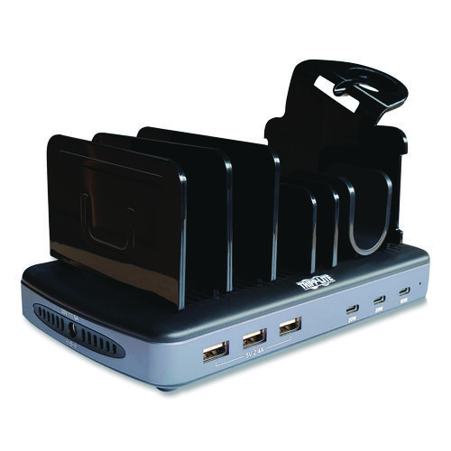 120W Multi-Device Charging Station with Storage, 6 Devices, 7.3 x 4.45 x 1.33