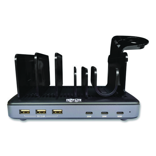 120W Multi-Device Charging Station with Storage, 6 Devices, 7.3 x 4.45 x 1.33