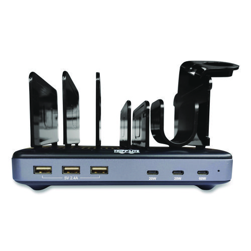 120W Multi-Device Charging Station with Storage, 6 Devices, 7.3 x 4.45 x 1.33